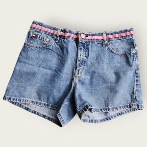 Tommy Hilfiger Shorts Womens Sz 12 Denim American Flag Waistband Hi-Rise VTG Y2K
